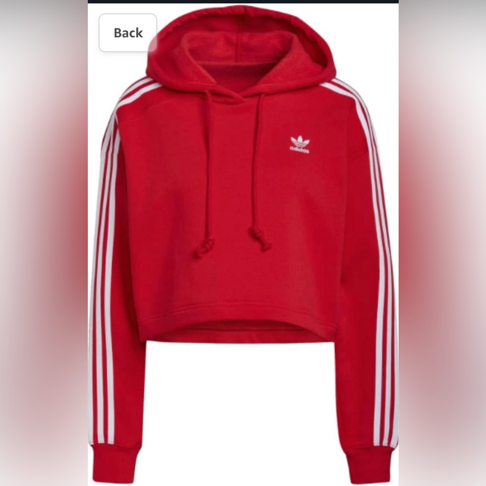 Adidas Originals Women's Cropped Hoodie Sweatshirt Better Scarlet IK6479